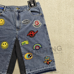 Pantalones cortos para hombre, pantalones cortos de mezclilla de algodón 100% de alta calidad personalizados, pantalones vaqueros con parche bordado, pantalones cortos para hombre - Product Image 4