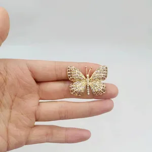 AS New Spot Zinc Alloy Gold Plated Colorful Butterfly Water Diamond Women's brooch Jewelry