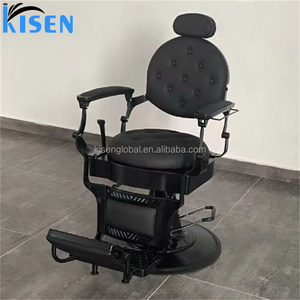 Silla de Barbero Plegable Profesional de Cuero Negro y Metal, Marca Kisen, Precio Económico, con Bomba Hidráulica Grande - Product Image 2