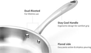 Sartén de Acero Inoxidable de Triple Capa de Venta Directa de Fábrica para una Distribución Uniforme del Calor y Cocción Lenta sin Quemaduras ni Adherencias - Product Image 2