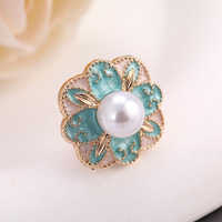 Pin Kerah Enamel Lukis Motif Bunga Retro Klasik, Perhiasan Fashion Wanita, Bros Mutiara, Aksesoris Bros untuk Kemeja dan Selendang, Grosir
