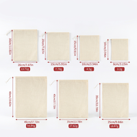 Pochette en coton et lin beige naturel avec cordon de serrage, logo personnalisé, sac réutilisable pour épices, herbes, bijoux, souvenirs de mariage, sac de rangement