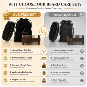 Kit de aseo de barba de madera antiestático personalizado al por mayor para hombres, juego de cepillo de Peine de bigote de corte láser ovalado, peine de bolsillo para el cuidado de la barba - Product Image 6