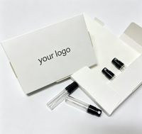Boîte d'échantillons de parfum blanche minimaliste personnalisée avec plateau intérieur pour flacons vaporisateurs de voyage de 5 ml et 3 ml, impression de votre logo personnalisée