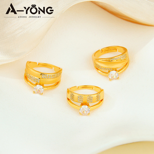 Anelli di Matrimonio alla Moda con Zirconia Cubica, Placcati in Oro 18k, <span class=keywords><strong>Gioielli</strong></span> di Lusso <span class=keywords><strong>per</strong></span> Coppie Stile Dubai <span class=keywords><strong>per</strong></span> Uso Quotidiano e Feste - Product Image 3