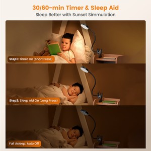 Glocusent Lampe <span class=keywords><strong>de</strong></span> table à clipser améliorée Eye Carging Book Reading Bed Desk Clip on Light sans adaptateur - Product Image 6
