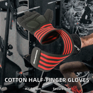 Gants de cyclisme demi-doigts respirants et antidérapants en coton pour le sport en plein air, la musculation et la gym, unisexe, protection des mains - Product Image 5