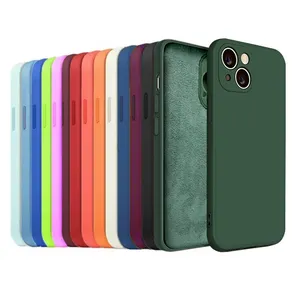 Originele Fabriek Zachte Vloeibare Siliconen Telefoon Case Voor Iphone 14 13 Pro Max Camera Lens Bescherming Telefoon Cover Voor Iphone 14 Plus