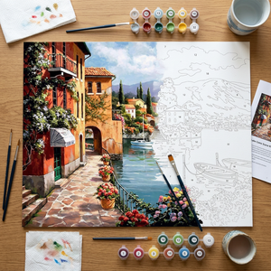 Kit Pittura a <span class=keywords><strong>Numeri</strong></span> Fai-da-Te per Adulti, Decorazione Casa, 24 Colori Acrilici, Arte Murale Paesaggistica 40x50cm, Nuovo Stile Classico/Post-moderno - Product Image 4