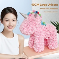 Cadeau de la Saint-Valentin 520 : Rose PE Grande Licorne Haut de Gamme, Cadeau d'Anniversaire Créatif, Fleur Éternelle Faite à la Main pour Usage Intérieur