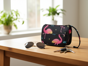 Monedero con Correa Larga Estampada de Doble Estampado, Diseño de Flamencos, Cierre de Cremallera de 7 Pulgadas, Mini Cartera Unisex de Poliéster - Product Image 2