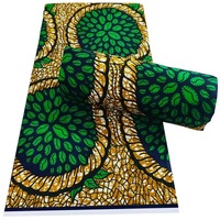 Tissu imprimé en coton peigné africain et polyester, véritable wax, 6 yards, sergé tissé, pour robes de luxe DIY, prix d'usine, pour filles