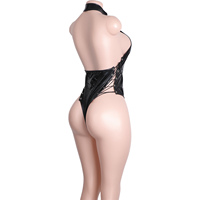 Pole Dancewear String Sexy Exotique Danse Stage Outfit Brillant En Cuir Body Découpe Clubwear Performance Costume Discothèque