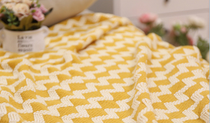 Plaid pour bébé en tricot nordique jaune/<span class=keywords><strong>gris</strong></span> avec pompon, en laine, léger et doux, confortable, couvertures tissées pour canapé - Product Image 5