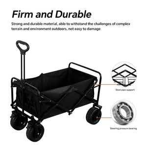 घरेलू बहुउद्देशीय धातु फ्रेम मुड़ा समुद्र तट के बगीचे ढहने वाले आउटडोर 4 व्हील वैगन कैंपिंग कार्ट्स - Product Image 4