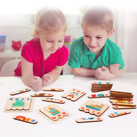 Puzzle Blok Bangunan Kreatif Mainan Anak-anak Kata-kata Hewan Mengeja Puzzle Kayu Edukasi Dini Pencerahan Kognitif