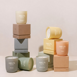 AIKUN <span class=keywords><strong>Bougie</strong></span> Parfumée Personnalisée Grand Format à l'Huile, Boîte au Design Personnalisé, Décoration Maison, Cire de <span class=keywords><strong>Soja</strong></span> en Pot Verre - Product Image 3