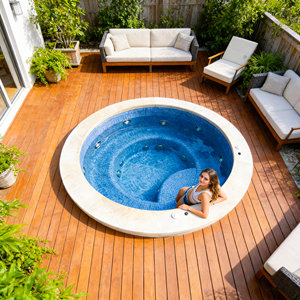 Piscine de plongeon carrée en fibre de verre pour jardin avec marches, résistante aux fissures et aux UV, capacité personnalisée, spa de nage extérieur - Product Image 1