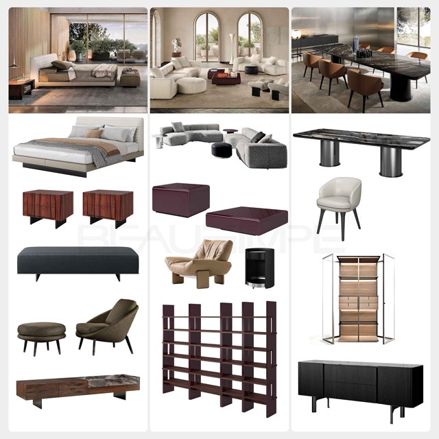 Italian Minimalist Luxury Adjustable Sofa Bed Custom King Size Villa Master Bedroom Furniture Set Premium Project Solution