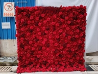 Mur de fleurs personnalisé P01 5D 3D blanc en tissu enroulable, décoration de mariage, panneau de fleurs artificielles en soie, toile de fond murale de fleurs