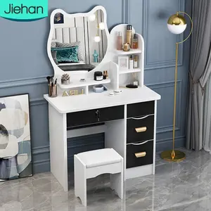 2024 New fashion design hollywood dressing vanity table pink modern minimalist dresser table with drawers