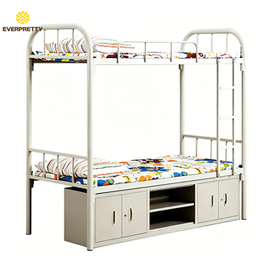 Lit superposé moderne en métal pour dortoir scolaire avec rangements sous le lit et échelle, idéal pour les auberges <span class=keywords><strong>de</strong></span> jeunes athlètes - Product Image 3