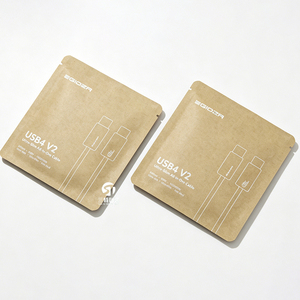 Custom Printed Kraft Paper USB accessories Packaging <b>Bags</b> | Slider Zipper 3 Side Seal for Clothing Underwear Accessories - Product Image 5