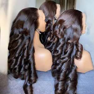 Prix d'usine SDD 13*4 Lace Closure Perruques courtes bouclées ondulées sans colle 100% Cheveux humains indiens Remy transparents pour - Product Image 2