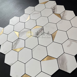 Décoration moderne hexagone PVC <span class=keywords><strong>vinyle</strong></span> auto-adhésif mosaïque autocollant peler et coller dosseret carreaux pour cuisine salle de bain chambre mur - Product Image 2