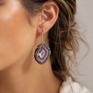 Orecchini Pendenti Vintage Bicolore con Pietre Viola e Rosse per Donne - Product Image 2