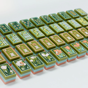 Tuiles de mahjong américaines en acrylique sur mesure à 3 couches avec 160 cartes, jeu élégant et luxueux pour adultes et cadeau, Mary Benson <span class=keywords><strong>Green</strong></span> - Product Image 1