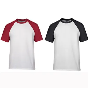 Summer Fashion Cotton 180g Cotton Round Neck Raglan Short Sleeve T-shirt Custom Print Logo