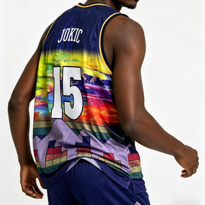 Sublimation personnalisée <span class=keywords><strong>Denver</strong></span> <span class=keywords><strong>Nuggets</strong></span> # <span class=keywords><strong>Maillot</strong></span> de basket-ball Jokic 15, impression intégrale, dégradé, édition City, vêtements de sport pour hommes, OEM ODM 100% - Product Image 3