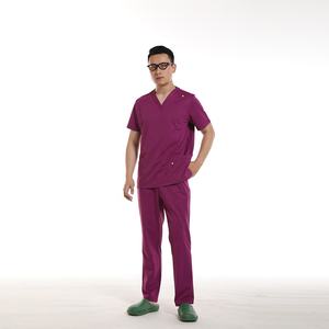 Classica 100% in saia di cotone verde <span class=keywords><strong>viola</strong></span> da uomo Scrub da medico infermiere da ospedale uniforme da medico alla moda - Product Image 6