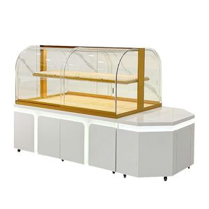 Vitrine circulaire personnalisée pour pain, îlot <span class=keywords><strong>de</strong></span> présentation pour pâtisserie, vitrine en verre pour boulangerie, étagères <span class=keywords><strong>de</strong></span> présentation pour pâtisserie - Product Image 3