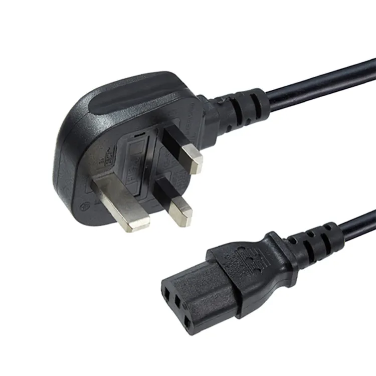 British Mains 3 Pin Plug Iec C13 Male Female Fused Uk BSI Standard 3pin Ac Power Cord Set Lead Computer Extension Cable