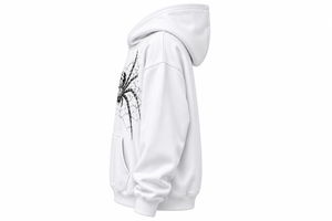 Men's <b>White</b> Spider Print Hoodie Casual Fleece Pullover <b>Sweatshirt</b> with Kangaroo Pocket 100% Cotton Premium Quality Customized - Product Image 2