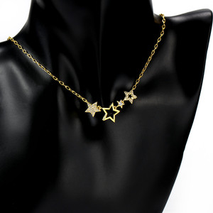 <span class=keywords><strong>Miglior</strong></span> prezzo pronto per la spedizione in oro 18K placcato Lucky Star collana a catena per gli uomini delle donne - Product Image 2