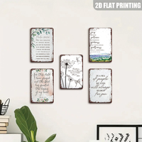 Letrero Metálico Floral con Versículo Bíblico, Decoración de Pared con Escritura Inspiradora para Dormitorio, Hogar o Granja