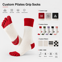 Chaussettes de Pilates personnalisées à bout ouvert, antidérapantes, en coton doux et extensible, pour studio de yoga, barre, reformer, fitness, marque privée