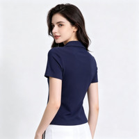 Polo pour femme de haute qualité avec col zippé, élégant, col en V, manches courtes, respirant, vêtements de sport