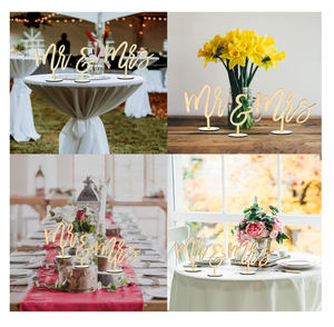 Prop de foto de fiesta de boda de pie Señor y Señora letras Vintage rústico de madera Sr. y Sra. signo para mesa de boda - Product Image 3