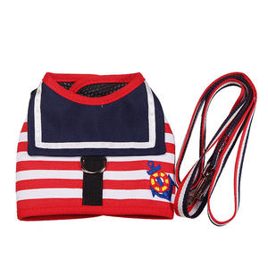 Set di imbracatura e guinzaglio per cani con gilet per animali domestici blu di ancoraggio in stock con fibbia - Product Image 4