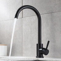Robinet de cuisine moderne en acier inoxydable noir mat, à levier unique, pour eau chaude et froide, à poser sur le plan de travail