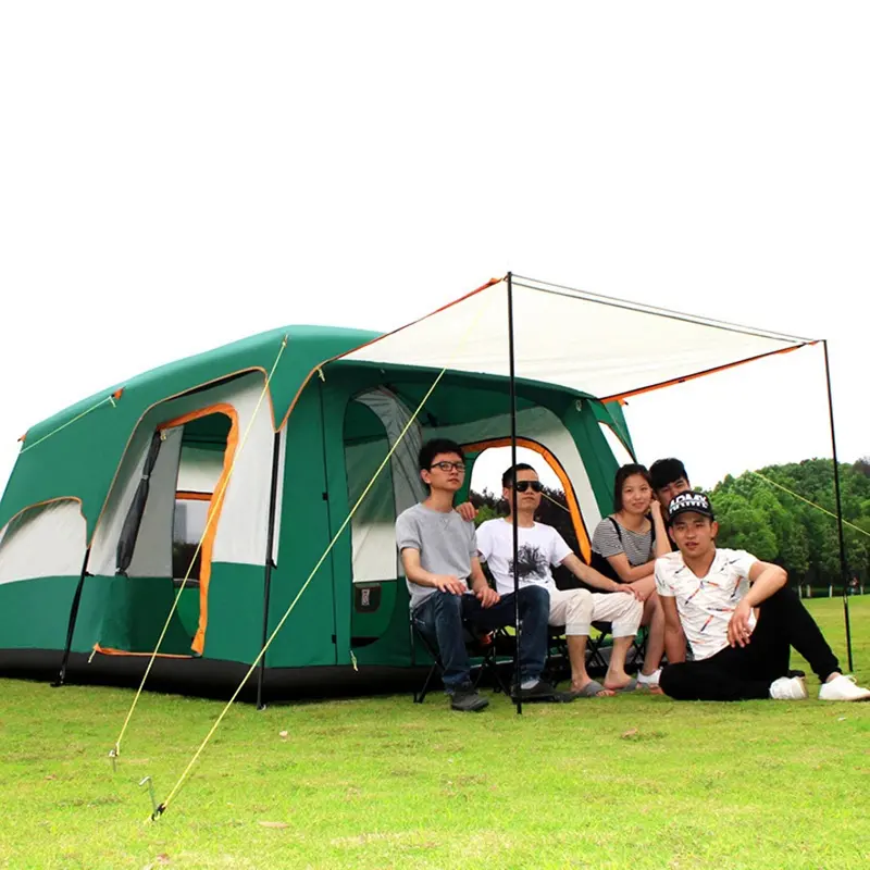 4 Persons Large Luxury Family Four-season tents outdoor Large Wind Resistant Camping Tent