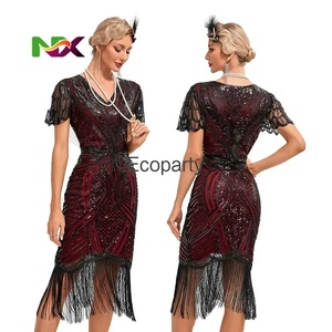 Robe <span class=keywords><strong>Charleston</strong></span> pour femmes des années 1920, années 20, années 30, costume de fête à franges, robe de fête Ecoparty - Product Image 5