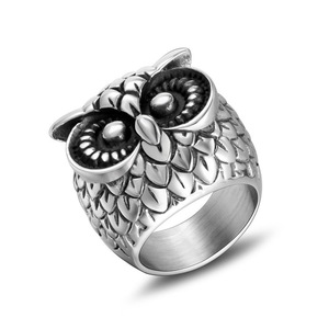 Owl <b>Titanium</b> Steel <b>Ring</b> Men's Fashion Punk Animal Jewelry SA388 - Product Image 1