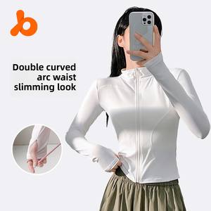 Juyitang Top de Yoga sin costuras ligero para mujer con logotipo frontal de diamantes de imitación Technics <span class=keywords><strong>abrigo</strong></span> de Fitness transpirable para deportes al aire libre - Product Image 5