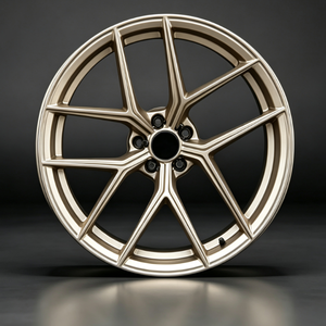 Jante en alliage d'aluminium 5 branches finition bronze monobloc moulée pour la mise à niveau des voitures particulières Porsche Benz BMW, jante forgée - Product Image 2