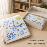 Papier de soie 22 g/m² avec impression de logo personnalisé, papier blanc non fluorescent, papier cadeau pour emballage de vêtements